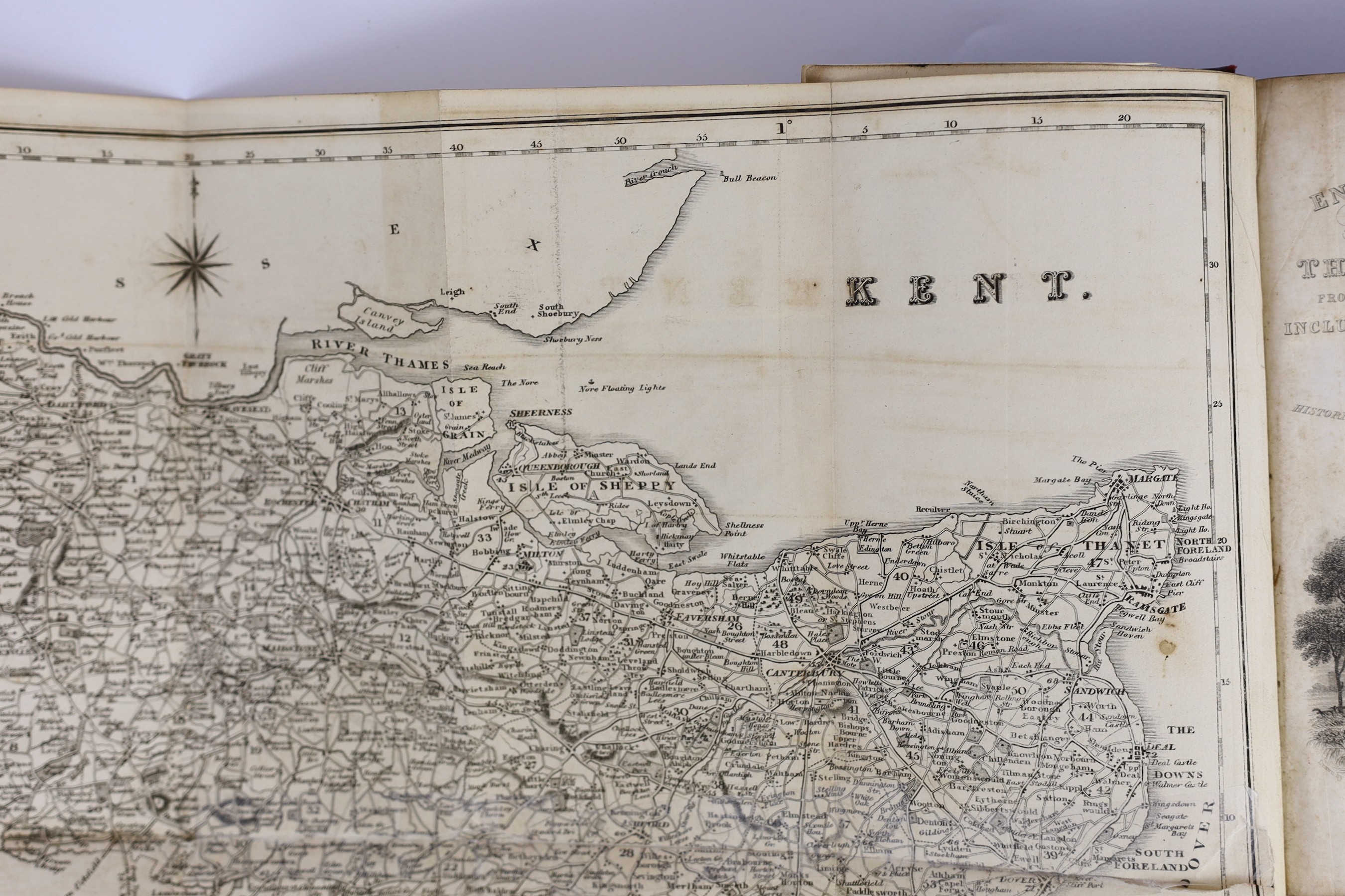 KENT: Ireland, William Henry - A New and Complete History of the County of Kent ... 4 vols. pictorial engraved title, num. engraved plates (by Shepherd & Gastineau) and a folded map